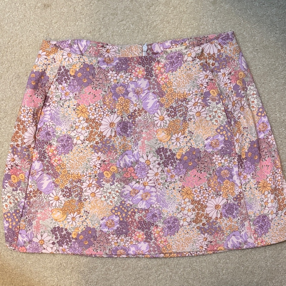 Altar'd State Floral Mini Skirt - Purple and Pink